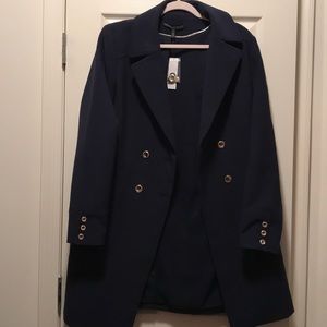 WHBM Navy Blue Double Breasted Coat